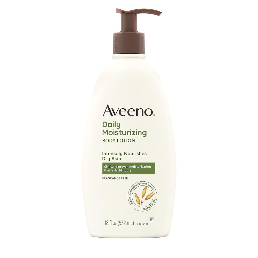 Aveeno Each day Moisturizing Physique Lotion for Dry Pores and skin, Perfume-Free with Prebiotic Oat, 18 fl. oz, Single Pack