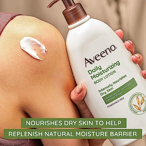 Aveeno Each day Moisturizing Physique Lotion for Dry Pores and skin, Perfume-Free with Prebiotic Oat, 18 fl. oz, Single Pack