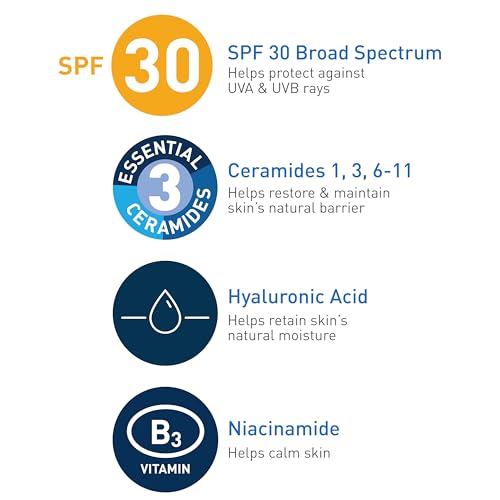 CeraVe AM Facial Moisturizer with SPF 30 | Oil-Free Hydrating Lotion for the Face | Enriched with Hyaluronic Acid, Niacinamide, and Ceramides | Non-Comedogenic | Broad Spectrum...