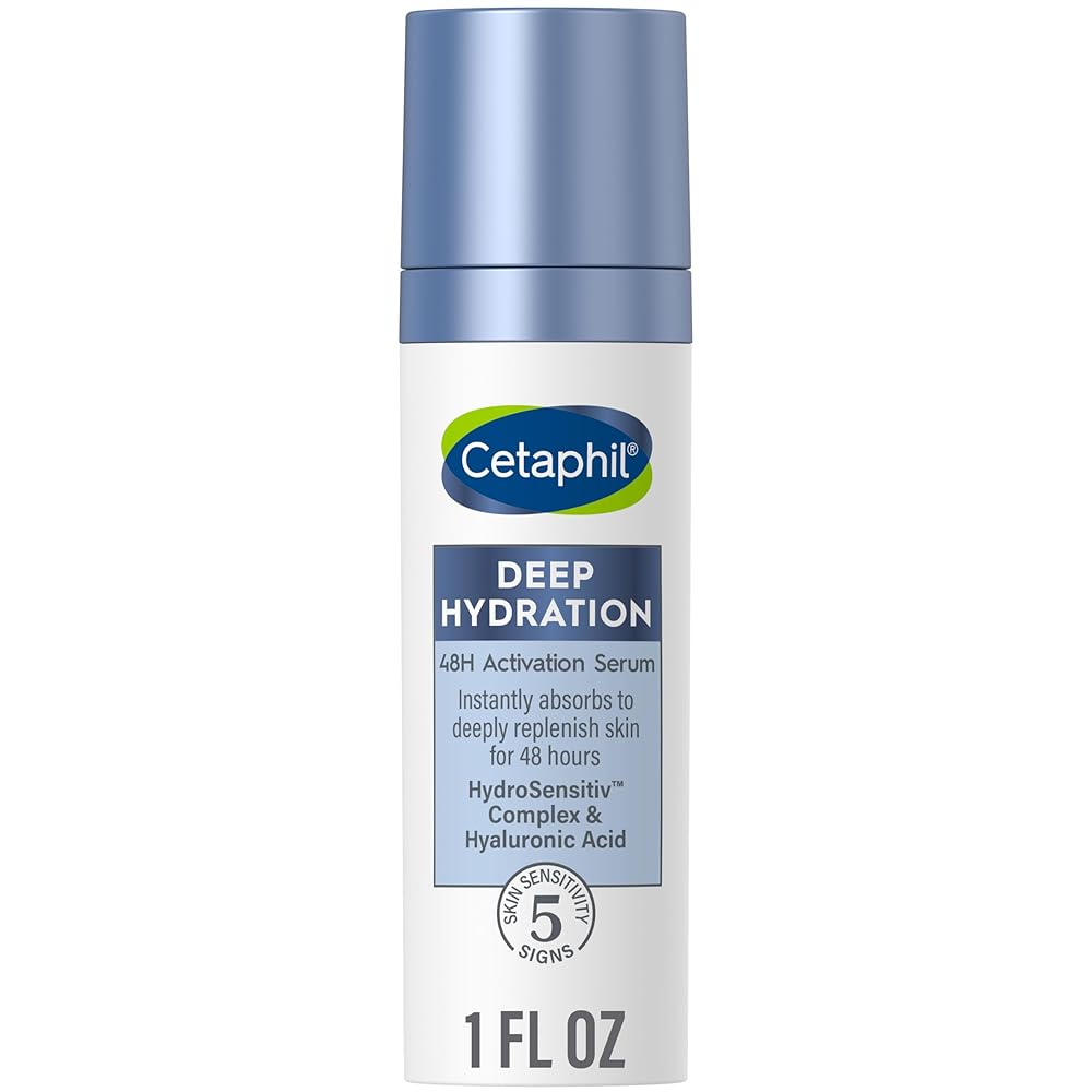 Cetaphil Perfume-Free Deep Hydration Serum, 1 Fl oz – 48-Hour Moisturizer for Delicate Pores and skin with Hyaluronic Acid, Vitamin E, and B5, Dermatologist Really helpful