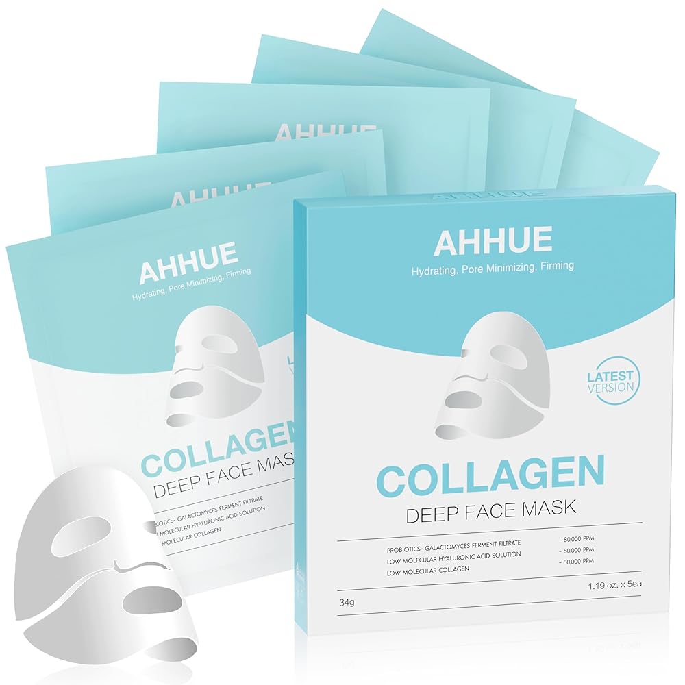 In a single day Deep Collagen Sheet Masks – 5 Pack, That includes Low Molecular Weight Collagen for Lifting, Firming, Stretching, and Hydration (34g every)